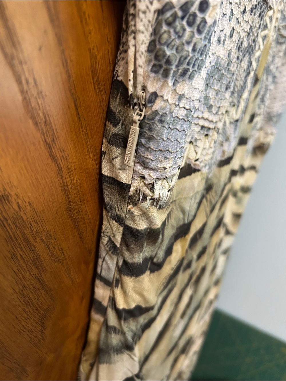 Roberto Cavalli Neutral Snake-Print Dress with Cream and Gray Accents - Picture 8 of 8